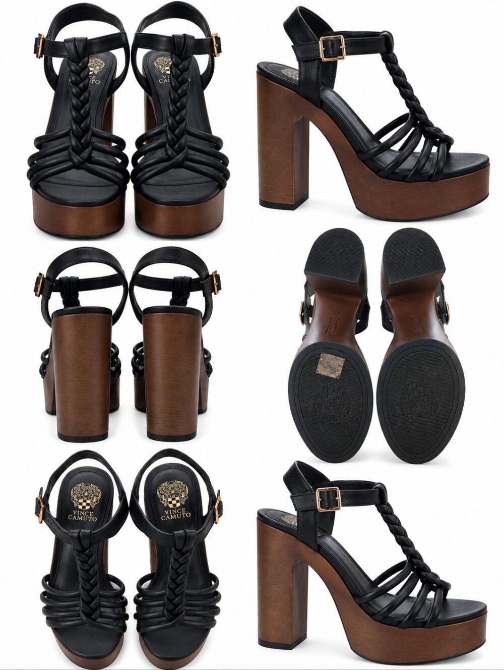 Vince Camuto Platform |Rohnlee Platform Sandals |Black Size 8.5 Like New - Picture 4 of 7